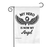 Mon héros est maintenant mon ange Ruban commémoratif Ailes Drapeaux de jardin (12,5 x 18 pouces) - Bannière aux couleurs éclatantes pour décoration extérieure de jardin et de maison