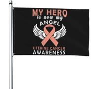 Mon héros est maintenant mon ange Sensibilisation au cancer de l'utérus 1 drapeau 4x6 pieds Bannière Patio Pelouse et jardin Décoration extérieure Drapeaux Couleurs vives et résistant à la décoloratio