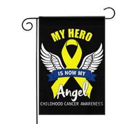 Mon héros est maintenant mon ange : sensibilisation au cancer infantile Drapeaux de jardin (12,5 x 18 pouces) - Bannière aux couleurs éclatantes pour décoration extérieure de jardin et de maison