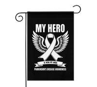 Mon héros, maintenant mon ange - Sensibilisation à la maladie de Parkinson Drapeaux de jardin (12,5 x 18 pouces) - Bannière aux couleurs éclatantes pour décoration extérieure de jardin et de maison