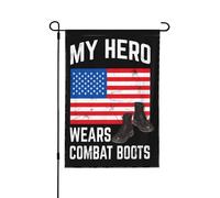 Mon héros porte des bottes de combat - Drapeau américain - Décoration de jardin - Impression recto verso - 31,75 cm x 45,7 cm