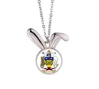 Mon Islands Collier avec pendentif en forme de lapin avec emblème national