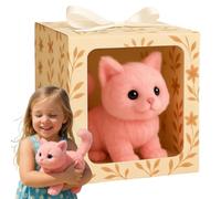 Mon Jouet de Chat Réaliste - Apportez Une Joie Et Une Chaleur sans Fin, Un Chat en Peluche Interactif pour Les Adultes, Un Animal en Peluche Réaliste Qui Marche, Miaules Et Queue Remue Pink
