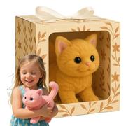 Mon Jouet de Chat Réaliste - Apportez Une Joie Et Une Chaleur sans Fin, Un Chat en Peluche Interactif pour Les Adultes, Un Animal en Peluche Réaliste Qui Marche, Miaules Et Queue Remue Yellow