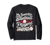 Mon Joueur de Baseball préféré m'appelle Nana Baseball Grandma Manche Longue
