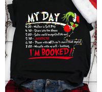 Mon jour, je suis réservé t-shirt graphique de Noël mignon et amusant, femmes décontracté col rond manches courtes T-shirt, automne et hiver L,M,S,XL,XXLNoëlTissu tricoté