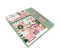 Mon Kit Jolie Boutique De Noël - Peinture Au Numéro - Coffret Avec Votre Illustration À Peindre, Un Deuxième Exemplaire (Pour S'entraîner !), 2 Pinceaux Et 18 Pots De Peinture