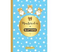 Mon livre d'or de baptême bleu étoilé pour recueillir les messages de vos invités, les jolis photos souvenirs: Parents, parrain, marraine, beau cadeau ... cadeau bapteme bebe garcon, fete religieuse