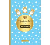Mon livre d'or de baptême bleu étoilé pour recueillir les messages de vos invités, les jolis photos souvenirs: Parents, parrain, marraine, beau cadeau ... cadeau bapteme bebe garcon, fete religieuse