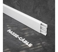 Mon Marché Déco - Plinthe PVC Creuse Passe Câble - Lot de 5 - Long.1m x Haut. 80mm x Ep.15mm (Blanc)