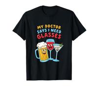 Mon médecin Dit Que J'Ai Besoin de Verres, Bande dessinée drôle, bière, vin, Cocktail T-Shirt