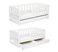 Mon Mobilier Design Amelia Lit Enfant 160x80 Blanc avec Double tiroir