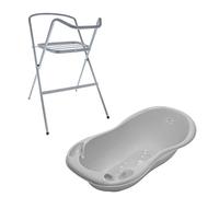 Baignoire bébé thermomètre Gris Owls 86 cm + Pied Gris, Gris G