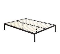 Mon Mobilier Design BASI Sommier à Lattes avec Pieds en Acier Robuste 140X200 cm Noir