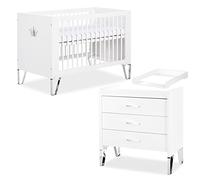 BLANKA Chambre bébé lit évolutif et commode avec plan à langer 120X60 Blanc Blanc G