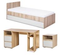 Mon Mobilier Design Dalia Chambre Enfant Adolescent avec lit, Chevet, Bureau Hêtre