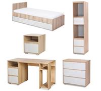 Mon Mobilier Design Dalia Chambre Enfant Adolescent avec lit, Chevet, Commode, Etagère, Bureau Hêtre