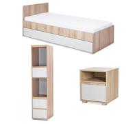 Mon Mobilier Design Dalia Chambre Enfant Adolescent avec lit, Chevet, Etagère Hêtre