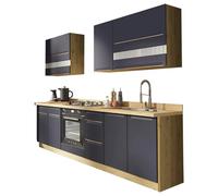 GLAM Ensemble meubles de cuisine 7 éléments 260 cm bois Bleu mat Avec plan de travail