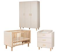 Mon Mobilier Design Laura Chambre bébé Armoire Commode et lit évolutif 120x60 Champagne + Plan à Langer Commode