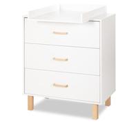 Mon Mobilier Design Laura Commode bébé en Bois de hêtre 3 tiroirs Blanc avec Plan à Langer Amovible