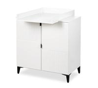 Mon Mobilier Design MIA Commode bébé en Bois avec étagères 2 Portes Blanc avec Plan à Langer Amovible