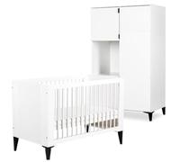 Mon Mobilier Design MIA Ensemble bébé Lit évolutif 120x60 + Armoire Blanc