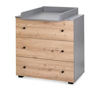 Mon Mobilier Design Pauline Commode bébé avec Plan à Langer Amovible Bois/Gris