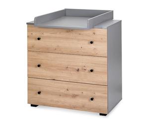 Mon Mobilier Design Pauline Commode bébé avec Plan à Langer Amovible Bois/Gris