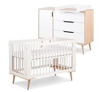 Mon Mobilier Design Sofie Ensemble Commode à Langer et lit bébé Style scandinave 120X60 Blanc