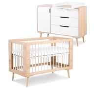 Mon Mobilier Design Sofie Ensemble Commode à Langer et lit bébé Style scandinave 120X60 Hêtre