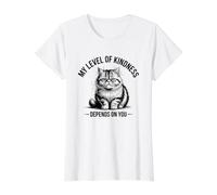 Mon Niveau de gentillesse dépend de Vous T-Shirt Graphique avec Valeur, Femme, Blanc, S