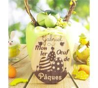 Mon Oeuf de Pâques en Bois personnalisé avec Le prénom de l'enfant - 1er œuf, joyeuses Pâques - 100% fabriqué en France - Cadeau Mod.B