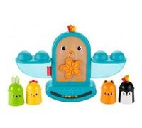 Mon oiseau a bascule avec 4 amis animaux a empiler - textures billes hochet - jouet eveil activites - bebe 6 mois et plus