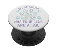 Mon Ombre a Quatre Pattes et Un Amoureux des Chiens de Queue PopSockets PopGrip Adhésif