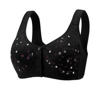Mon panier Afficher l'impression, sous-vêtements minces grande taille, avant, sans fil, soutien-gorge de sport en dentelle, couvre-poitrine, grand soutien-gorge d'été tenue femme, Noir , XXL