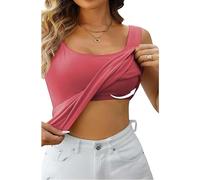 Mon Panier HUIFUAO Camisole pour Femme avec Soutien-Gorge intégré - Débardeur Blanc Sexy pour l'été - Débardeur Basique avec Soutien-Gorge intégré, Z08 Rouge, L