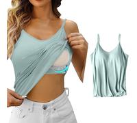 Mon Panier HUIFUAO Camisole pour Femme avec Soutien-Gorge intégré - Débardeur Blanc Sexy pour l'été - Débardeur Basique avec Soutien-Gorge intégré, Z03 Bleu, M
