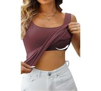 Mon Panier HUIFUAO Camisole pour Femme avec Soutien-Gorge intégré - Débardeur Blanc Sexy pour l'été - Débardeur Basique avec Soutien-Gorge intégré, Z08 Wine, XXXL