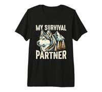 Mon Partenaire de Survie Husky Dog Mountain Wilderness T-Shirt Haut de Gamme