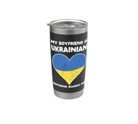 Mon petit ami est ukrainien, rien ne m'effraie - Ukraine Heart Gobelet isotherme en acier inoxydable double paroi