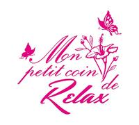 Mon petit coin de détente Sticker mural pour porte Salon de maquillage Salon de beauté Papillon Fleur Sticker mural pour porte Maison-L-46x48cm-Rose Red