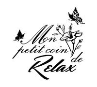 Mon petit coin de détente Sticker mural pour porte Salon de maquillage Salon de beauté Papillon Fleur Sticker mural pour porte Maison-S-29x30cm-Black
