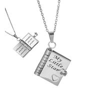 Mon petit collier de livre Star | Collier de livre fille | Bijoux multiples ouverts | Charme de cou décoratif en acier titane pour les enseignants Graduation Baby Showers Dance Party Mères anniversair