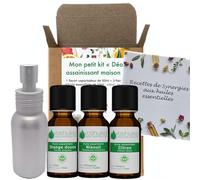 Mon Petit Kit Déo Assainissant Maison avec 3 Huiles Essentielles et 1 Vaporisateur de 50ml - Éliminez les Mauvaises Odeurs et Parfumez Votre Maison - HEBBD - 3x10ml - VOSHUILES