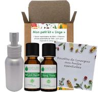 Mon Petit Kit Pour le Linge avec 2 Huiles Essentielles et 1 Vaporisateur de 50ml - Profitez d'un Linge au Parfum Frais et Apaisant - Petit Grain Bigarade et Ylang Ylang - HEBBD - 2x10 ml - VOSHUILES