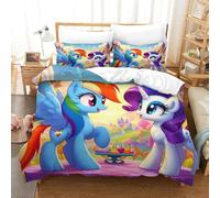 Mon petit poney Housse De Couette 3D Imprimé licorne arc-en-ciel Housses De Couettes Pour Adultes Et Enfants Microfibr Parure De Lit E Avec Fermeture À Glissière Avec Taies 3 Pièces Single（140x200cm）