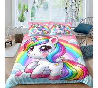 Mon petit poney Housses De Couettes 3D Imprimé licorne arc-en-ciel Housse De Couette Pour Adultes Et Enfants Parure De Lit E Avec Fermeture À Glissière Microfibr Avec Taies 3 Pièces King(220x240cm)