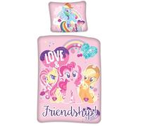 Mon Petit Poney - Parure de Lit Bébé Coton Réversible - Housse de Couette 100x135 Taie 40x60 cm