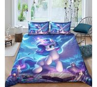 Mon petit poney Pour Adultes Et Enfants 3D Imprimé licorne arc-en-ciel Housse De Couette Housses De Couettes Parure De Lit Microfibr Avec Taies E Avec Fermeture À Glissière 3 Pièces Double（200x200cm）